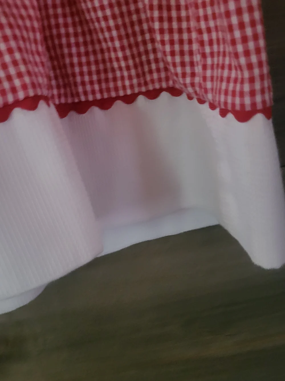 Vintage 90's Red Gingham Girl's Picnic Dress With Cherry Trim 5/6